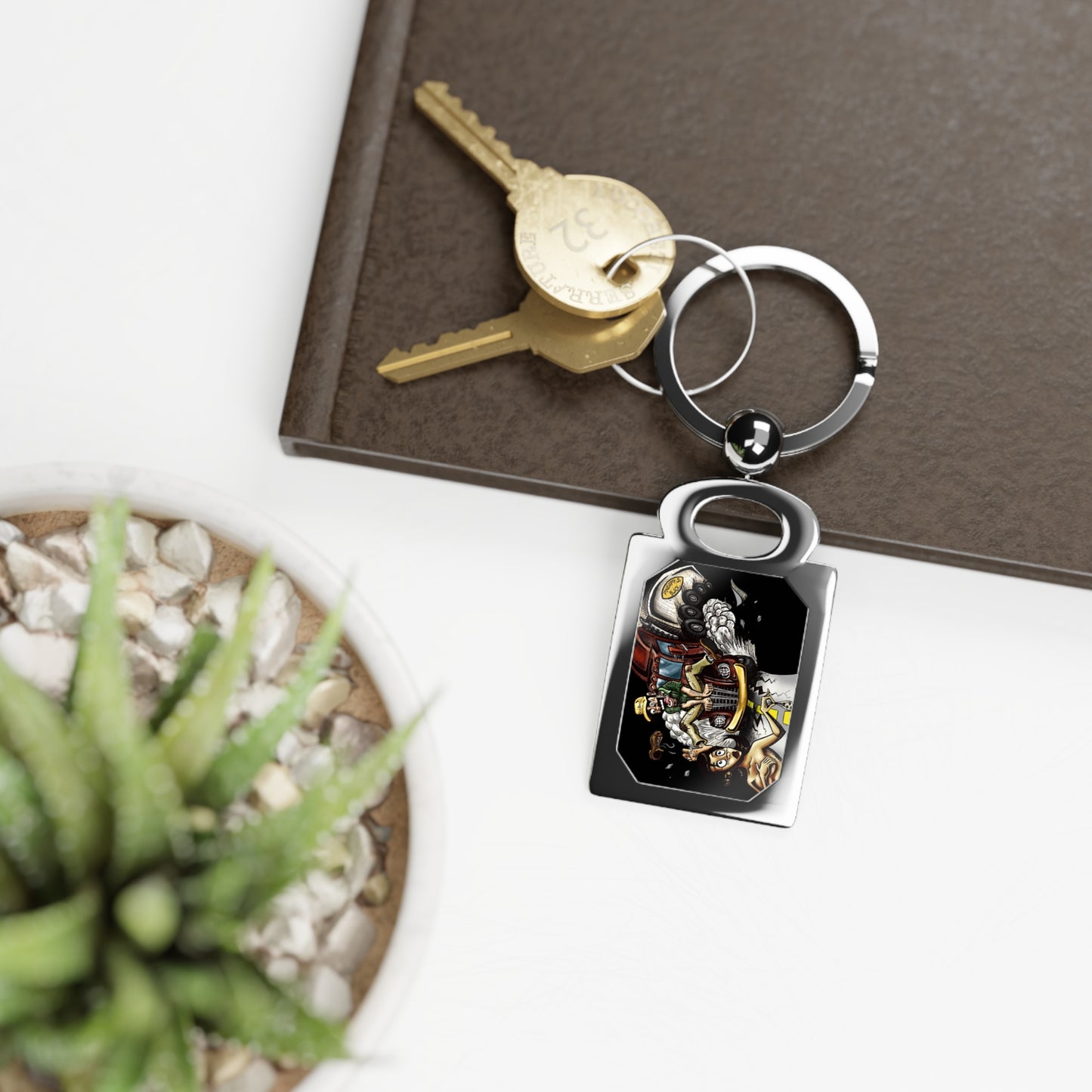 Wild man Trucker, Rectangle Photo Keyring